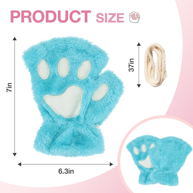 Tiny Chou Cat Paw Gloves for Cosplay Party Halloween Costume Accessories, Winter Fingerless Warm Gloves for Women Girls - Image 2